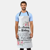 ピリピ4:6何も心配しないピンクのフローラ エプロン (着用した状態)