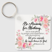 ピリピ4:6何も心配しないピンクのフローラ キーホルダー (正面)