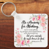 ピリピ4:6何も心配しないピンクのフローラ キーホルダー (正面)