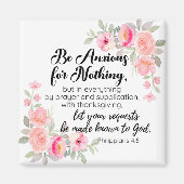 ピリピ4:6何も心配しないピンクのフローラ マグネット (正面)