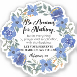 ピリピ4:6何も心配しない青いフローラ シール