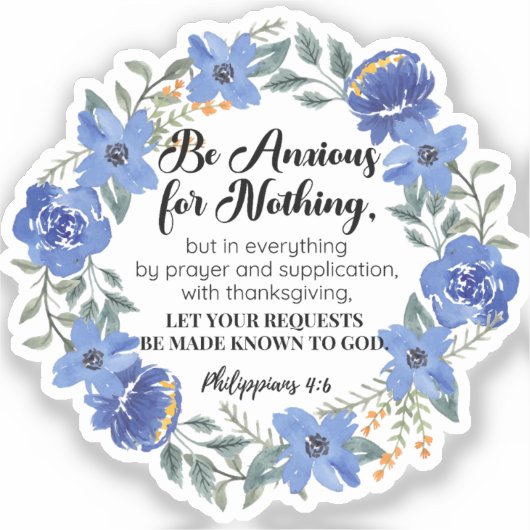 ピリピ4:6何も心配しない青いフローラ シール (正面)