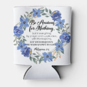 ピリピ4:6何も心配しない青いフローラ 缶クーラー (正面)