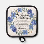 ピリピ4:6何も心配しない青いフローラ 鍋敷き (正面)