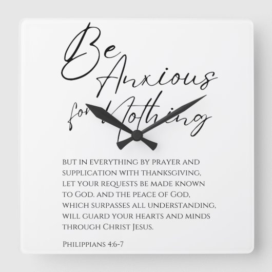 ピリピ4:6-7キリスト教の無さに不安を抱く スクエア壁時計 (正面)