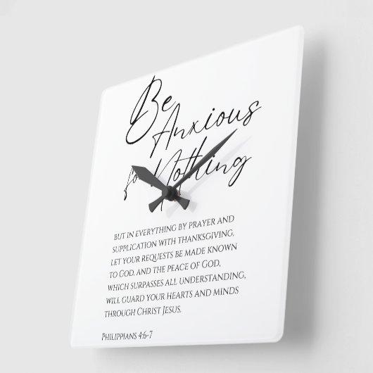 ピリピ4:6-7キリスト教の無さに不安を抱く スクエア壁時計 (傾斜)