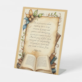 ピリピ4:6-7キリスト教の聖書聖句アート 台座サイン