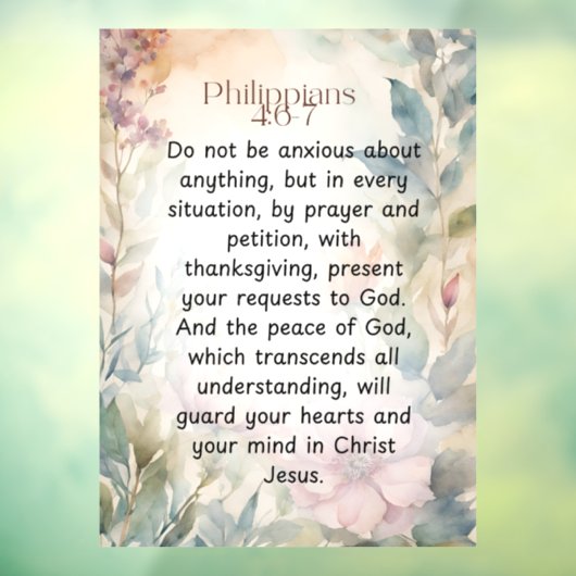 ピリピ4:6-7キリスト教聖書聖句の水色 ウィンドウサイン (シート3)