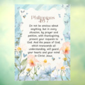 ピリピ4:6-7キリスト教聖書聖句の水色 ウィンドウサイン (シート3)