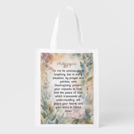 ピリピ4:6-7キリスト教聖書聖句の水色 エコバッグ