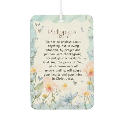 ピリピ4:6-7キリスト教聖書聖句の水色 カーエアーフレッシュナー (正面)