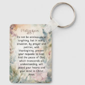 ピリピ4:6-7キリスト教聖書聖句の水色 キーホルダー (裏面)