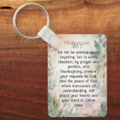 ピリピ4:6-7キリスト教聖書聖句の水色 キーホルダー (正面)