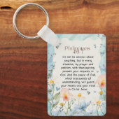 ピリピ4:6-7キリスト教聖書聖句の水色 キーホルダー (正面)