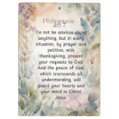 ピリピ4:6-7キリスト教聖書聖句の水色 クリップボード (裏面)