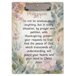 ピリピ4:6-7キリスト教聖書聖句の水色 クリップボード