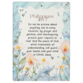 ピリピ4:6-7キリスト教聖書聖句の水色 クリップボード (裏面)