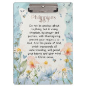 ピリピ4:6-7キリスト教聖書聖句の水色 クリップボード (正面)
