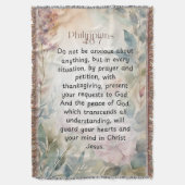 ピリピ4:6-7キリスト教聖書聖句の水色 スローブランケット (正面縦)