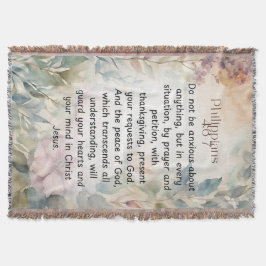 ピリピ4:6-7キリスト教聖書聖句の水色 スローブランケット
