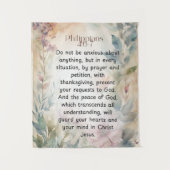 ピリピ4:6-7キリスト教聖書聖句の水色 タペストリー (正面)