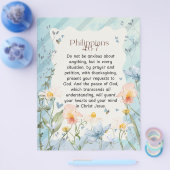 ピリピ4:6-7キリスト教聖書聖句の水色 チラシ (シングル)