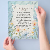 ピリピ4:6-7キリスト教聖書聖句の水色 チラシ (手)