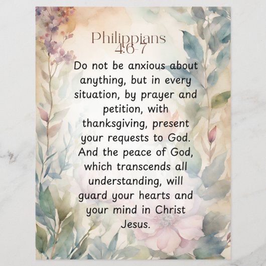 ピリピ4:6-7キリスト教聖書聖句の水色 チラシ (正面)