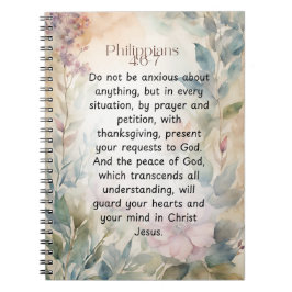 ピリピ4:6-7キリスト教聖書聖句の水色 ノートブック