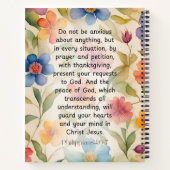ピリピ4:6-7キリスト教聖書聖句の水色 ノートブック (裏面)