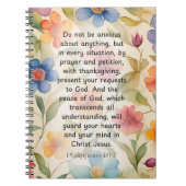ピリピ4:6-7キリスト教聖書聖句の水色 ノートブック (正面)