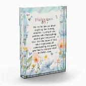 ピリピ4:6-7キリスト教聖書聖句の水色 フォトブロック (左)