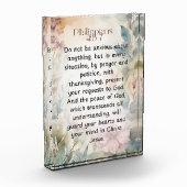 ピリピ4:6-7キリスト教聖書聖句の水色 フォトブロック (左)