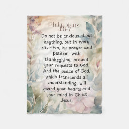 ピリピ4:6-7キリスト教聖書聖句の水色 フリースブランケット