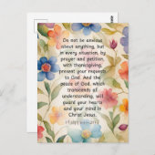 ピリピ4:6-7キリスト教聖書聖句の水色 ポストカード (正面/裏面)