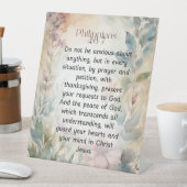 ピリピ4:6-7キリスト教聖書聖句の水色 台座サイン (インサイチュ)