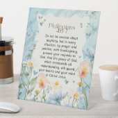 ピリピ4:6-7キリスト教聖書聖句の水色 台座サイン (インサイチュ)