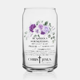 ピリピ4:6-7聖なる書物、 経典紫色の花 ガラス缶