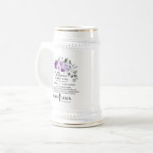 ピリピ4:6-7聖なる書物、 経典紫色の花 ビールジョッキ (正面左)