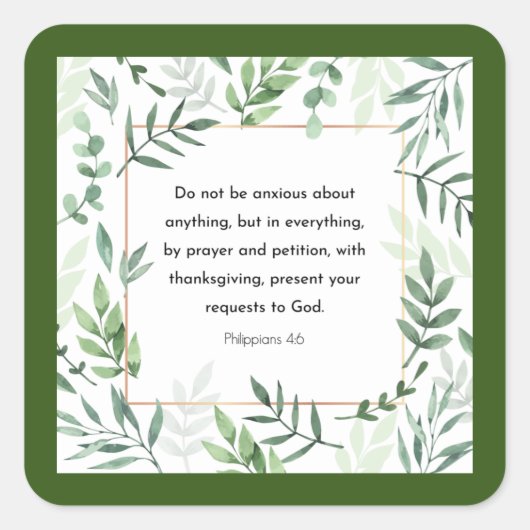 ピリピ4:6, Bible Verse, スクエアシール (正面)
