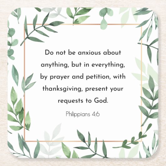 ピリピ4:6, Bible Verse, スクエアペーパーコースター (正面)