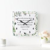 ピリピ4:6, Bible Verse, スクエア壁時計 (ホーム)