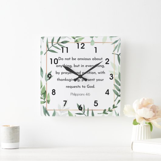 ピリピ4:6, Bible Verse, スクエア壁時計 (ホーム)