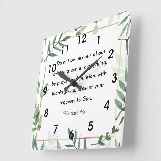 ピリピ4:6, Bible Verse, スクエア壁時計 (傾斜)