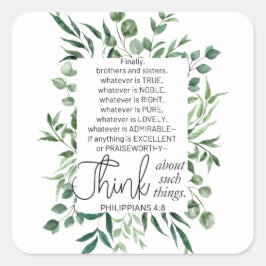 ピリピ4:8ノーブルeucalyptus スクエアシール