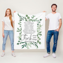 ピリピ4:8ノーブルeucalyptus フリースブランケット