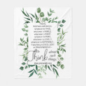 ピリピ4:8ノーブルeucalyptus フリースブランケット (正面)