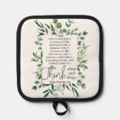 ピリピ4:8ノーブルeucalyptus 鍋敷き (正面)