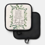 ピリピ4:8ノーブルeucalyptus 鍋敷き (正面/裏面)