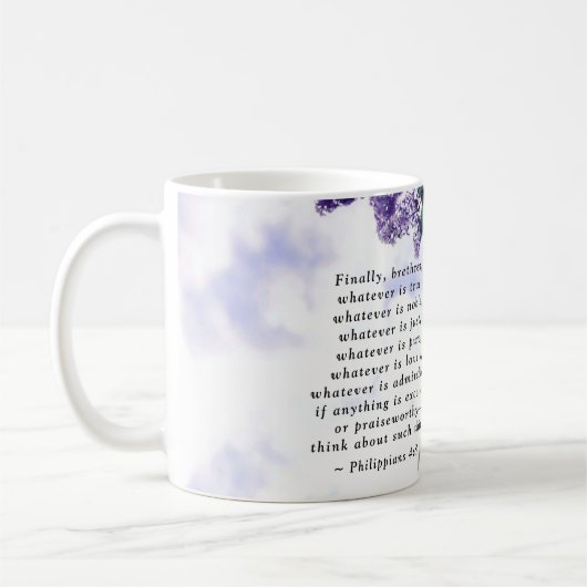 ピリピ4:8真の聖書の節は何であれ コーヒーマグカップ (左)
